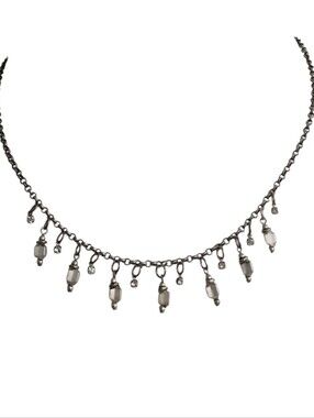 Desert Heart Handmade Sterling Silver Smoky Bead  Necklace w/ Crystal Dangles